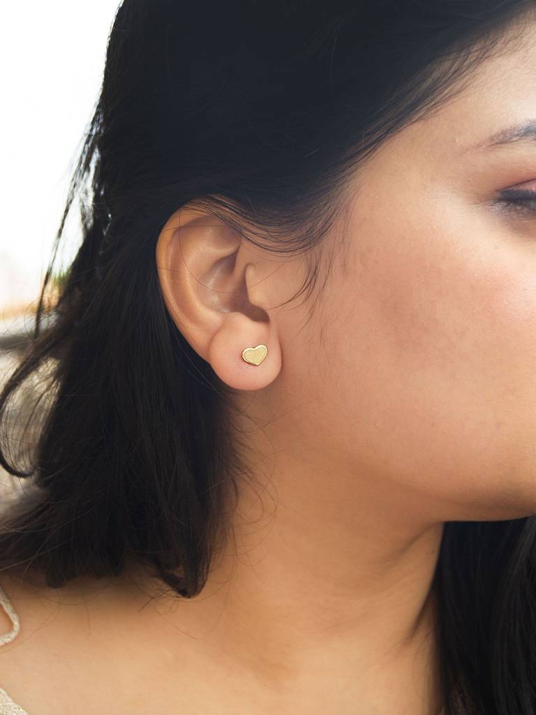 Classic Heart Rose Gold Plated Sterling Silver Stud Earrings : MPYES611D1463