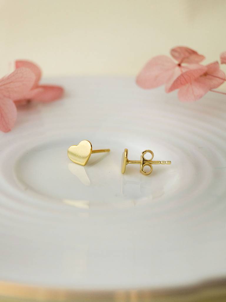 Classic Heart Rose Gold Plated Sterling Silver Stud Earrings : MPYES611D1463