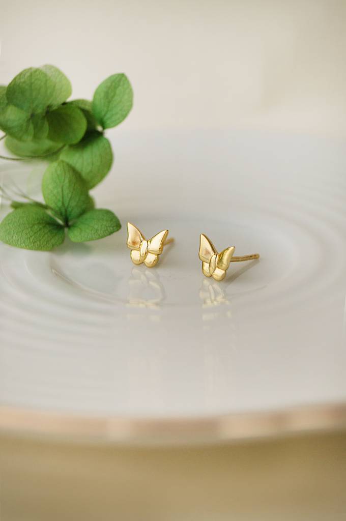 Mannash Fluttering Butterflies Rose Gold Plated Sterling Silver Stud Earrings : MPYES613D1467
