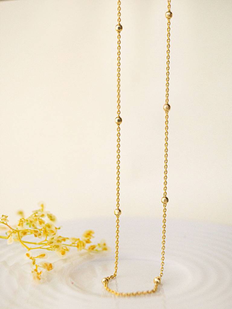 Mannash Granulated Station Gold Plated Sterling Silver Chain : MPYNC619D1477