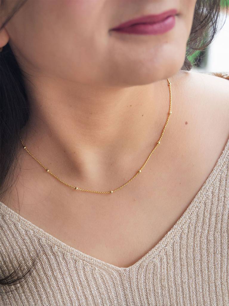 Mannash Granulated Station Gold Plated Sterling Silver Chain : MPYNC619D1477