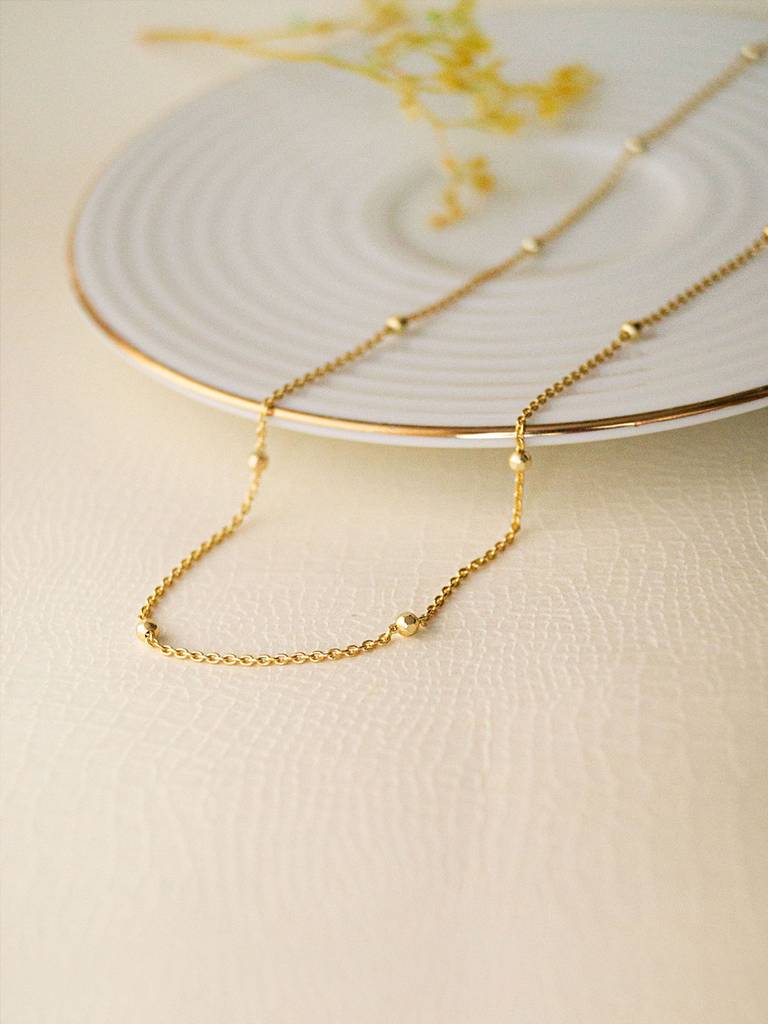 Mannash Granulated Station Gold Plated Sterling Silver Chain : MPYNC619D1477