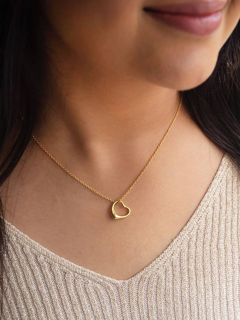 Mannash Slip On Heart Gold Plated 925 Sterling Silver Pendant Chain Necklace