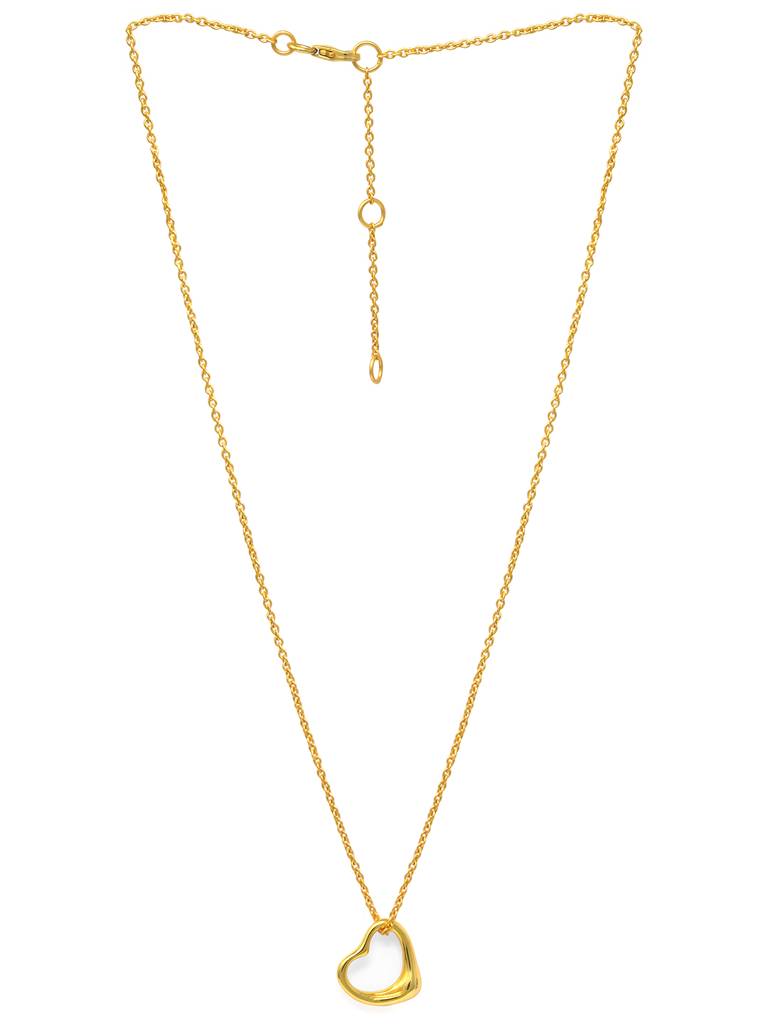 Mannash Slip On Heart Gold Plated 925 Sterling Silver Pendant Chain Necklace