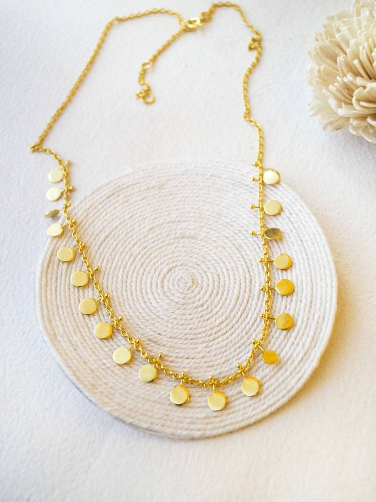 Mannash Classic Circle Garland Gold Plated Sterling Silver Necklace : MPYND92D158