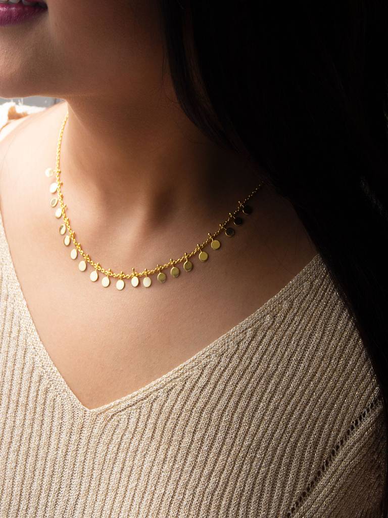 Mannash Classic Circle Garland Gold Plated Sterling Silver Necklace : MPYND92D158
