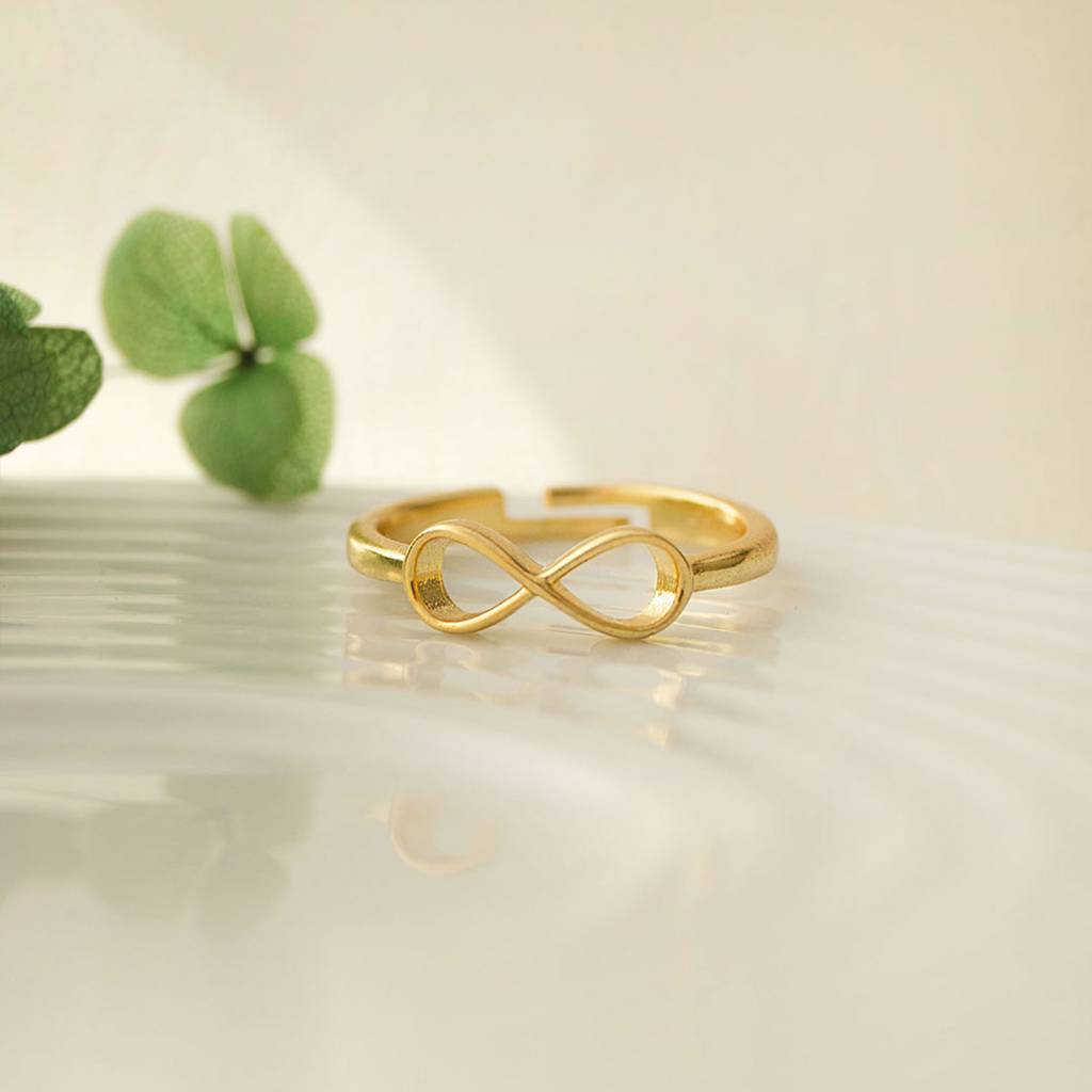 Classic Infinity Gold Plated Sterling Silver Adjustable Ring : MPYRA605D1450