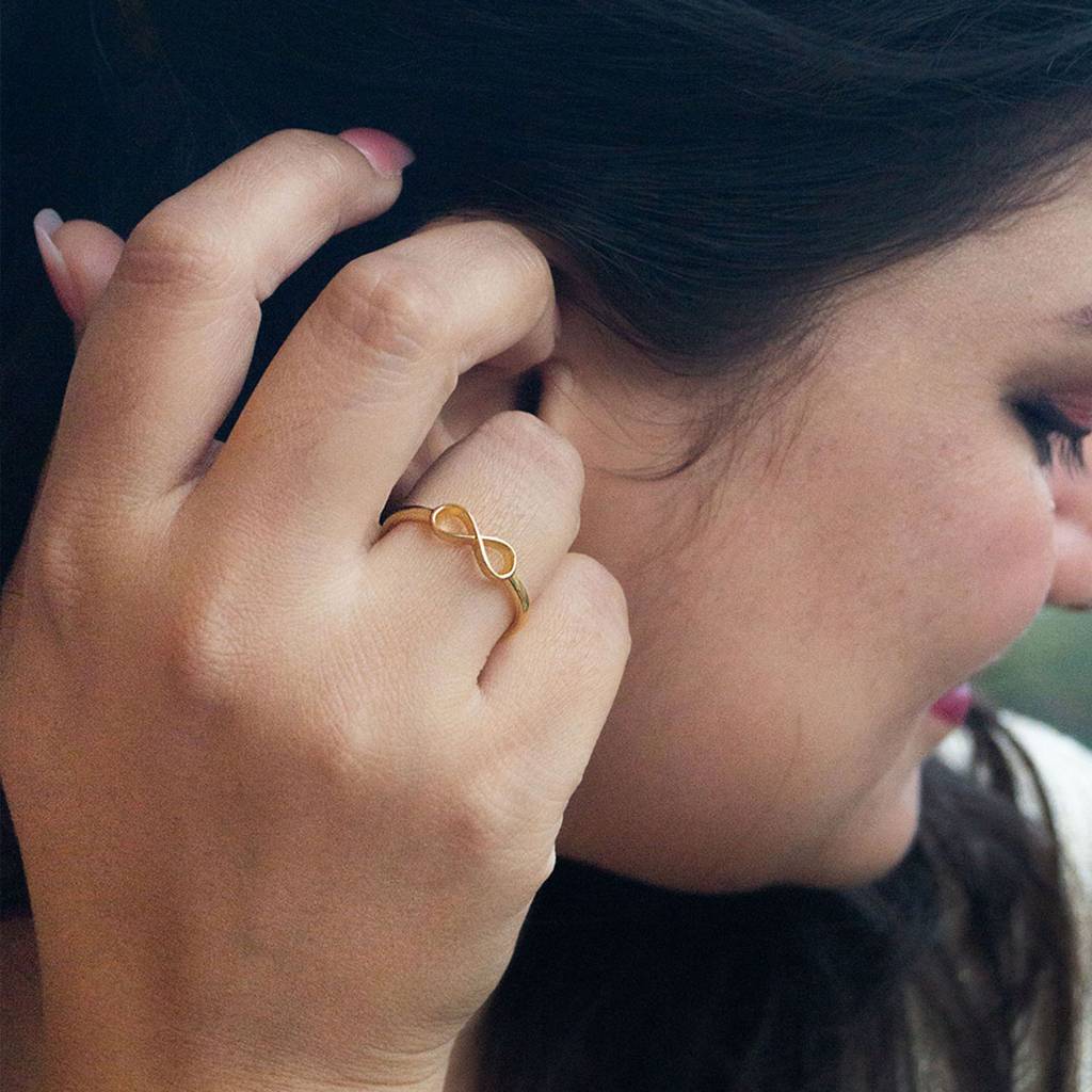 Classic Infinity Gold Plated Sterling Silver Adjustable Ring : MPYRA605D1450