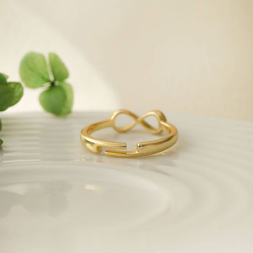 Classic Infinity Gold Plated Sterling Silver Adjustable Ring : MPYRA605D1450
