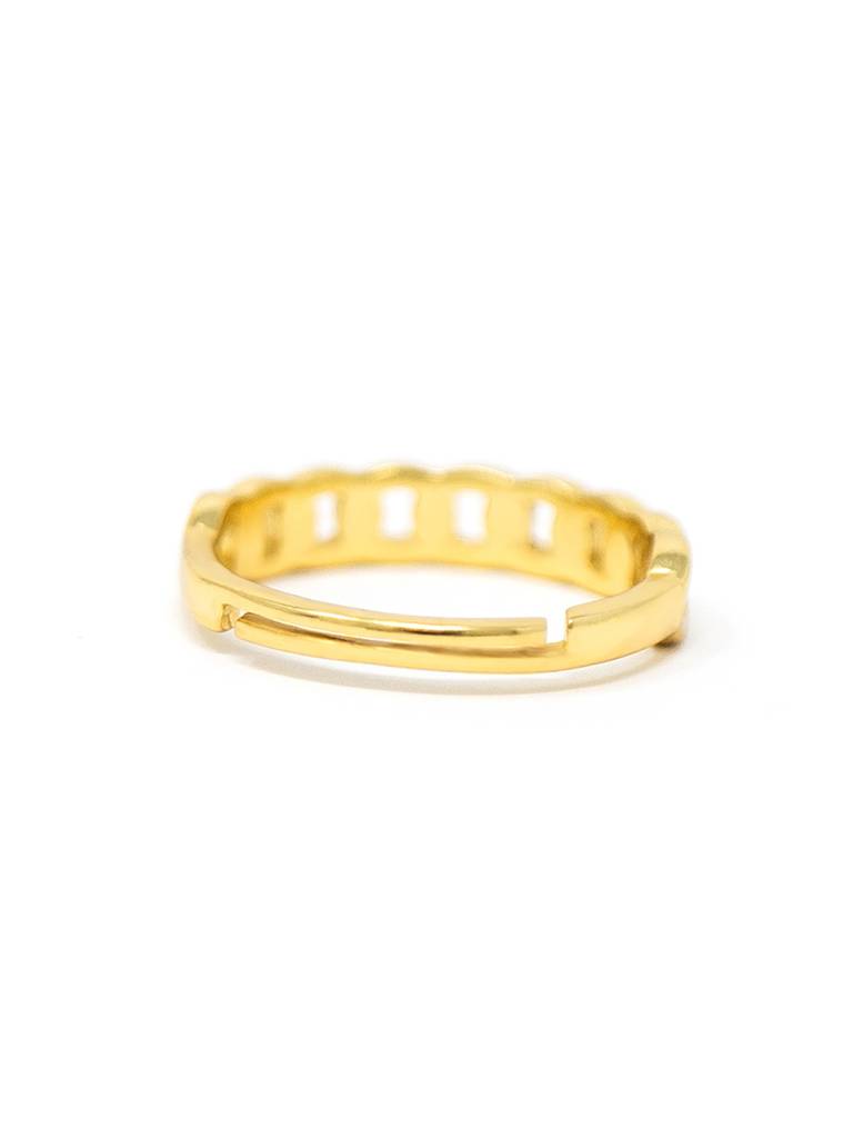 Interlinked Cuban Chain Gold Plated Sterling Silver Adjustable Ring : MPYRA644D1518