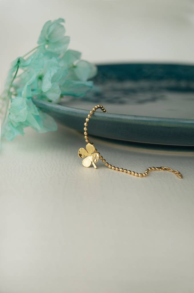 Good Luck Clover Gold Plated Sterling Silver Watch Charm : MPYWR674D1629