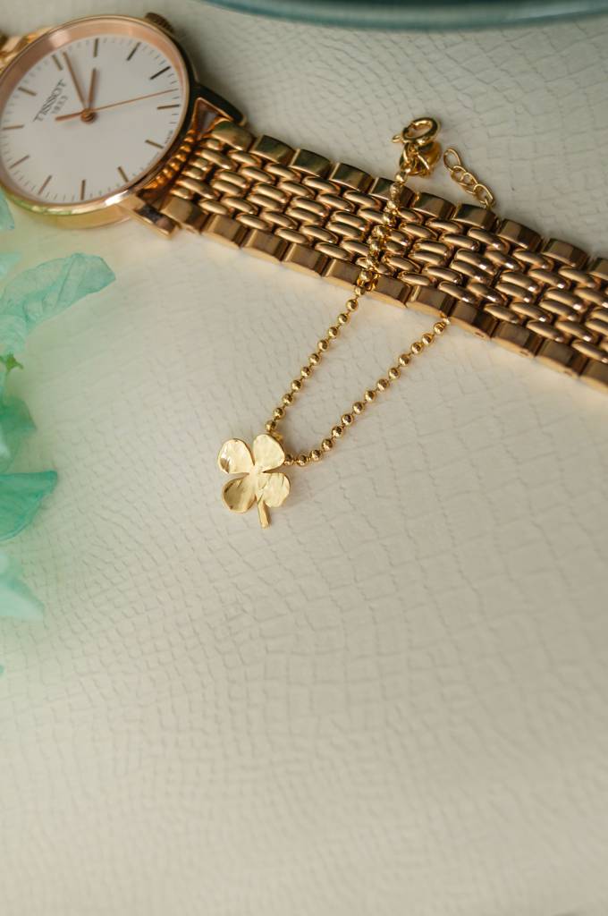 Good Luck Clover Gold Plated Sterling Silver Watch Charm : MPYWR674D1629