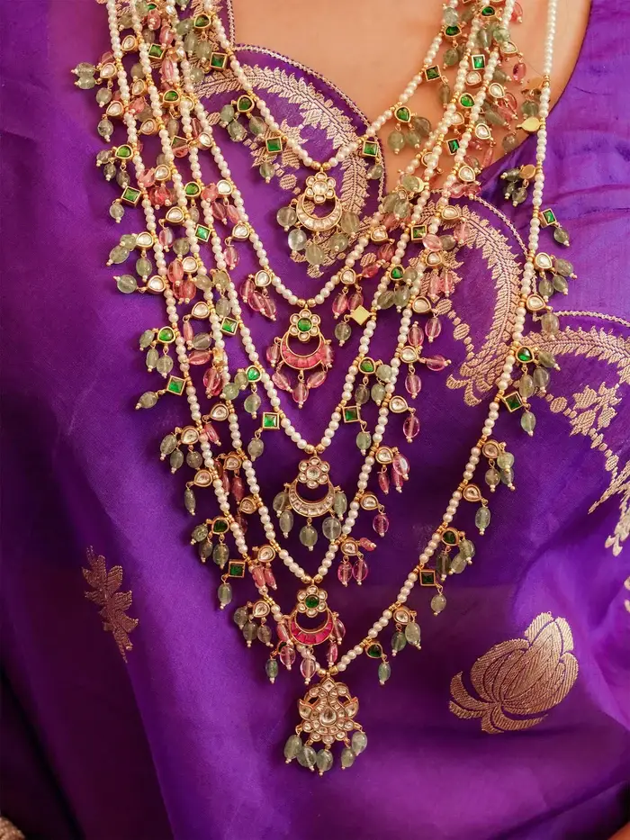 Multi-Color Gold Plated Mishr Necklace Set : MR-S730M