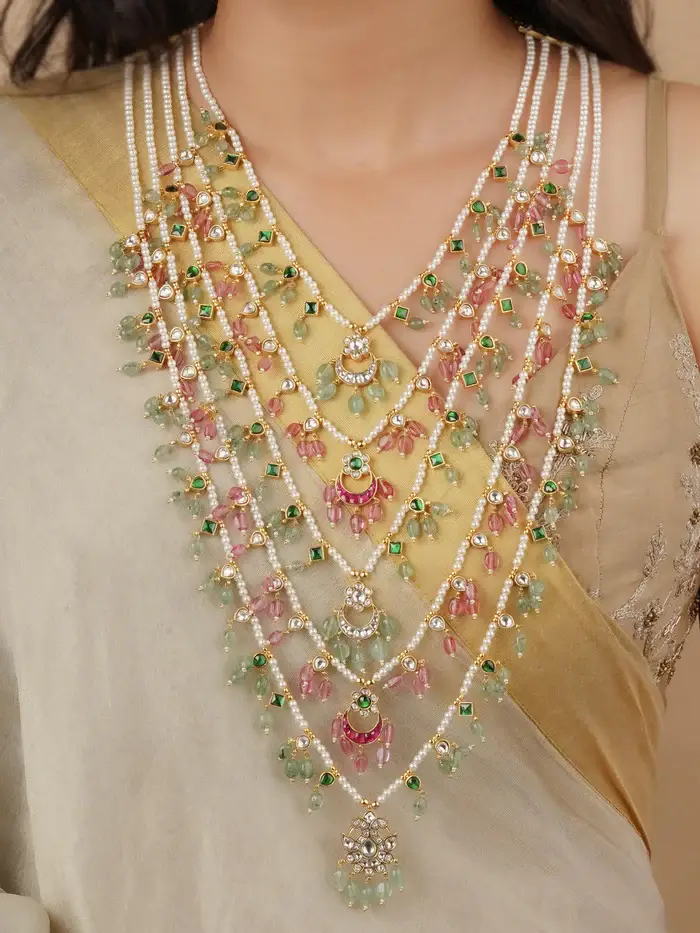 Multi-Color Gold Plated Mishr Necklace Set : MR-S730M