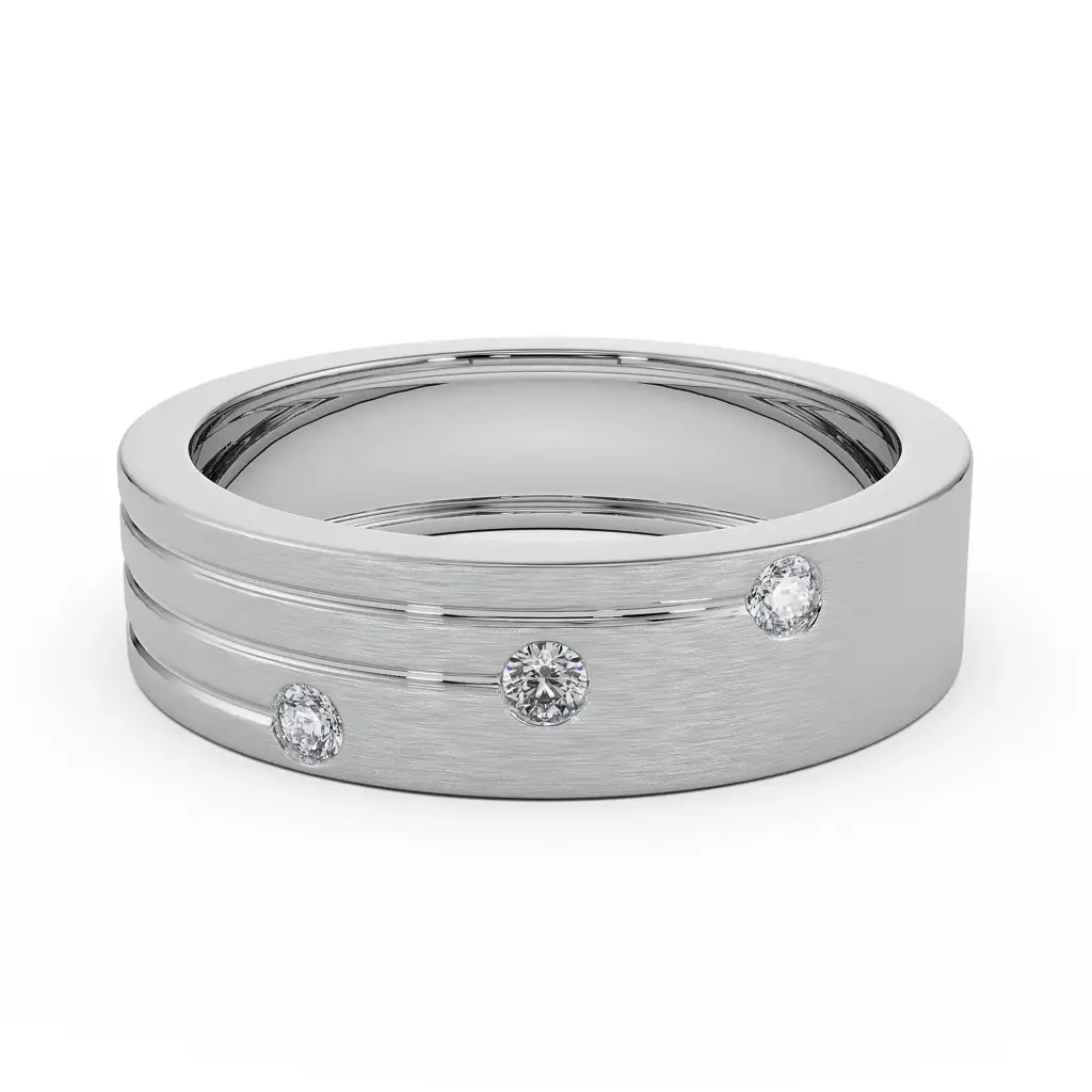 Tri Diamond Band For Men : MR28