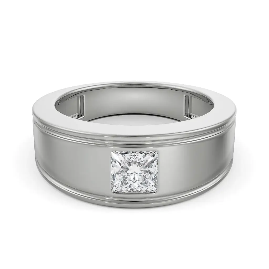 Princess Cut Diamond Band For Men : MR35