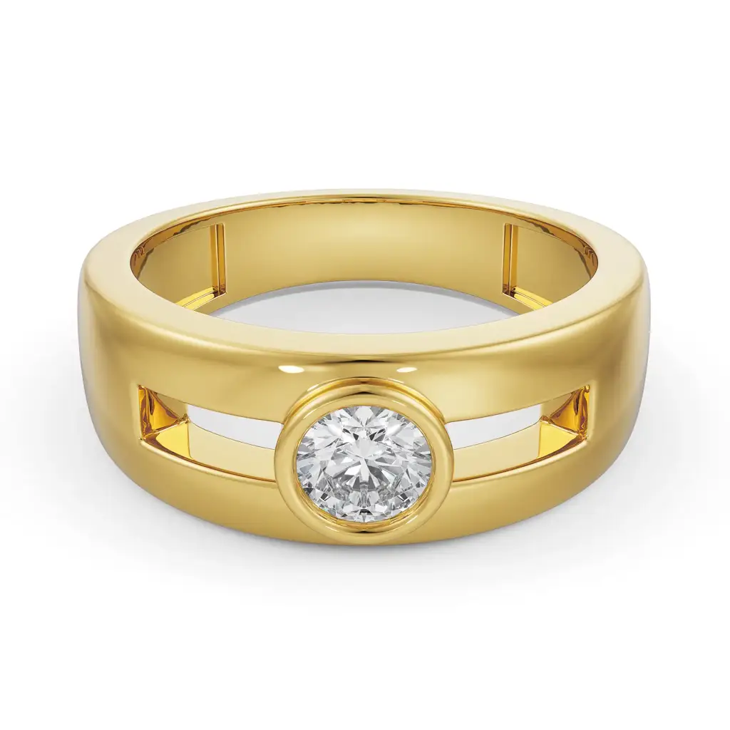 Solitaire Round Wedding Band For Men : MR40