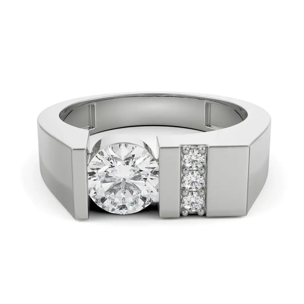Classic Round Solitaire Wedding Band : MR51