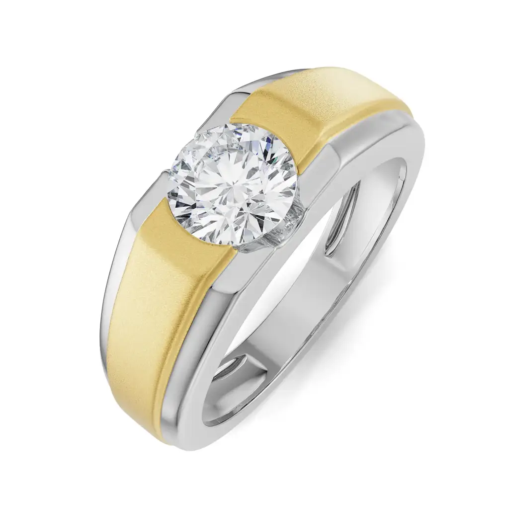 Two-Tone Round Engagement Ring : MR55