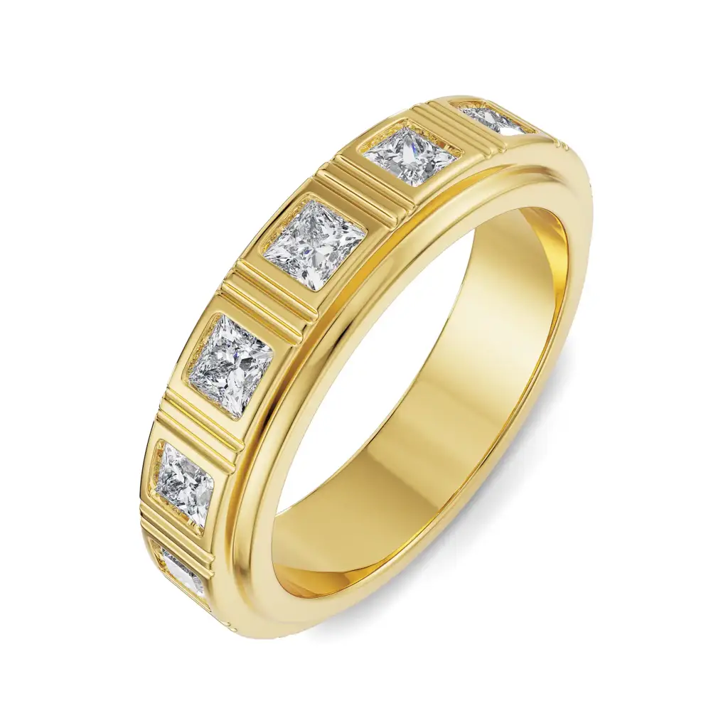 Men'S Princess Cut Diamond Band : MR57