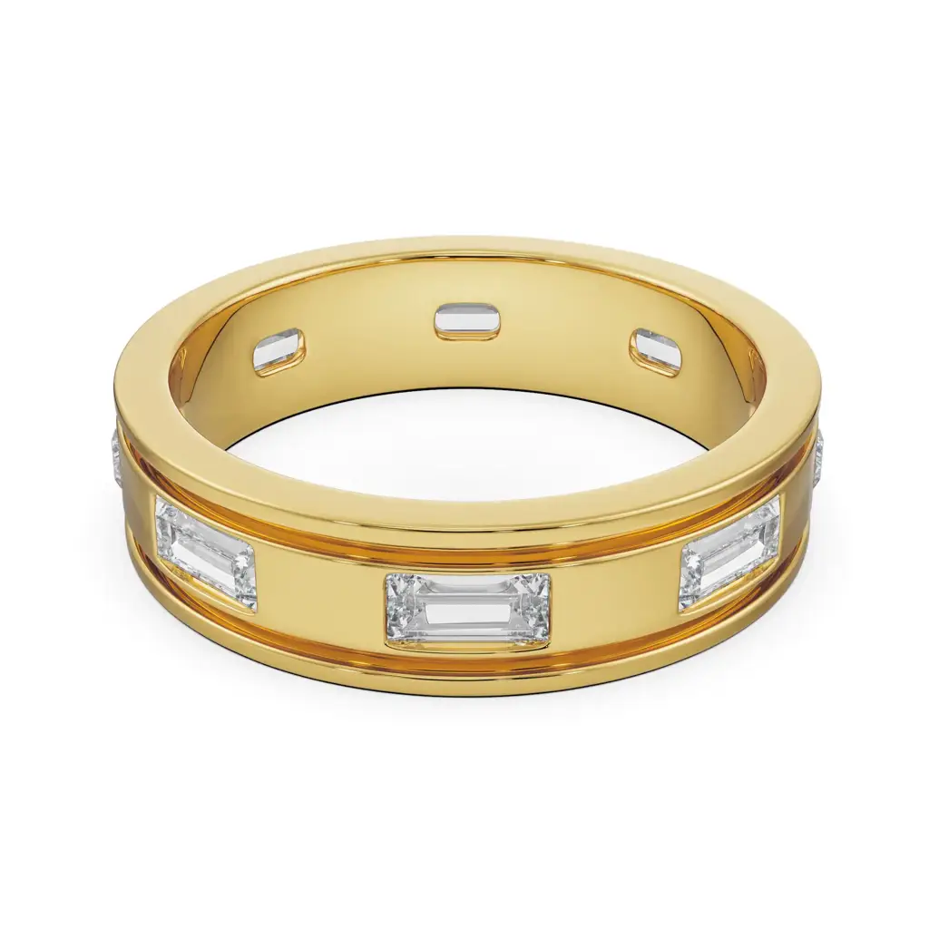 Regal Emerald Wedding Band For Men : MR65