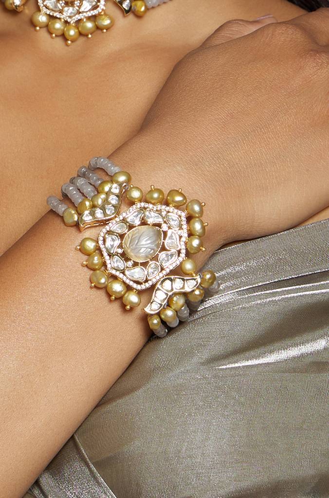 Grey & Golden Polki Bracelet