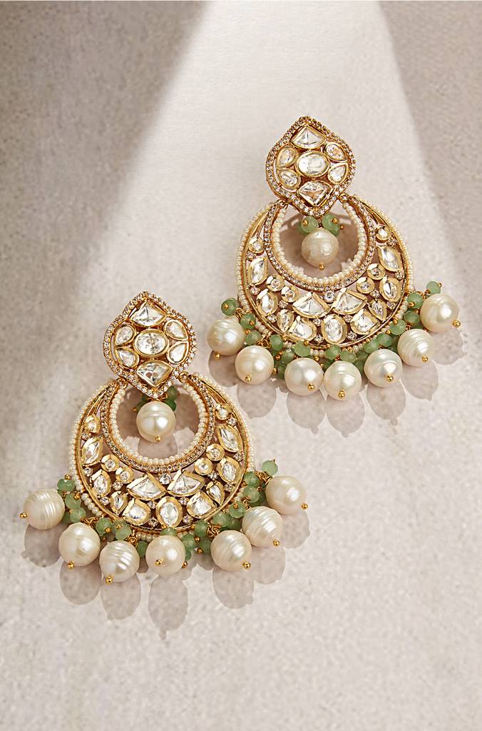 Royal Kundan Polki Chand Baali Earring