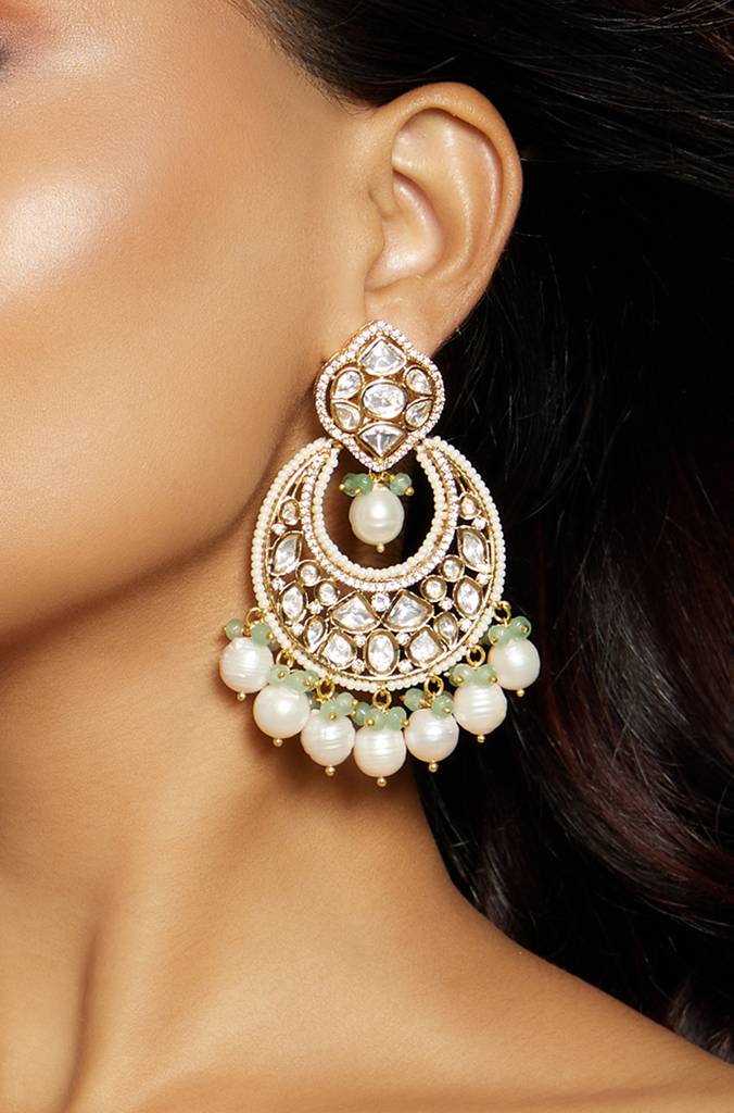 Royal Kundan Polki Chand Baali Earring