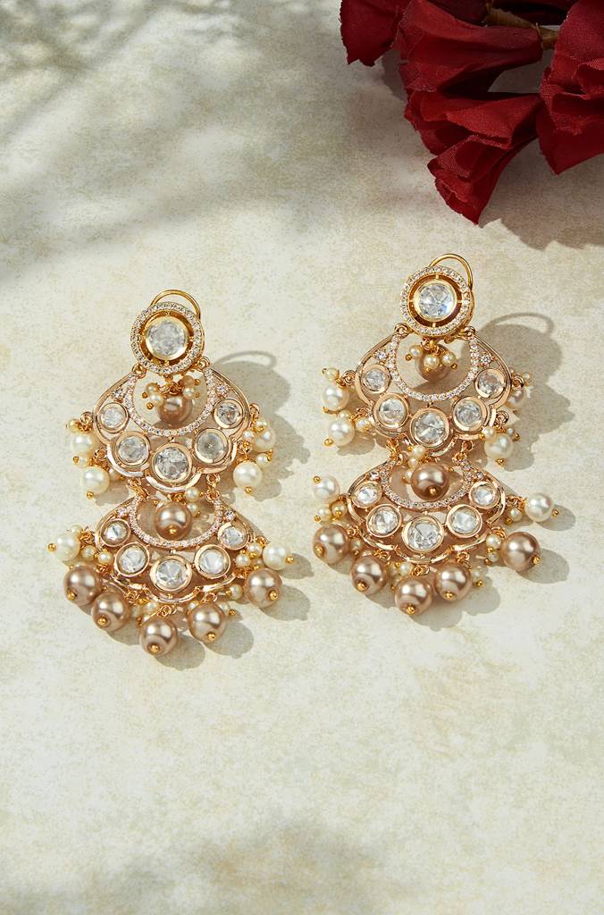 Gold Tone Kundan Polki Earring