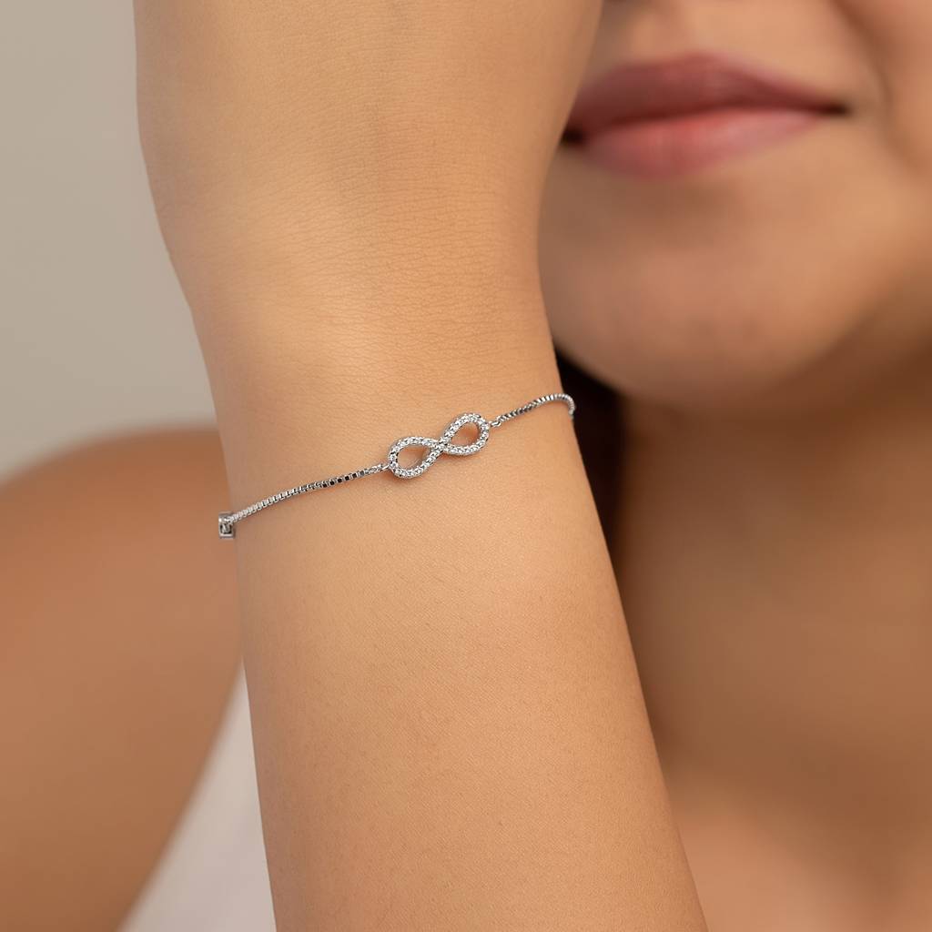 925 Sterling Silver Cz Infinity Symbol Bracelet : RJSPBR23