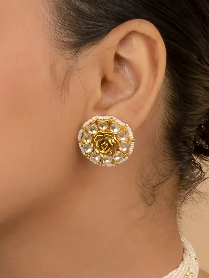 White Color Gold Plated Jadau Kundan Necklace Set - Ms1122Y : MS1122Y