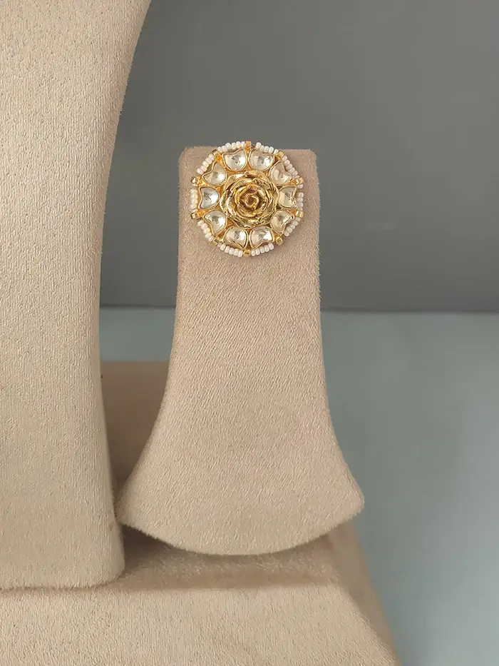 White Color Gold Plated Jadau Kundan Necklace Set - Ms1122Y : MS1122Y