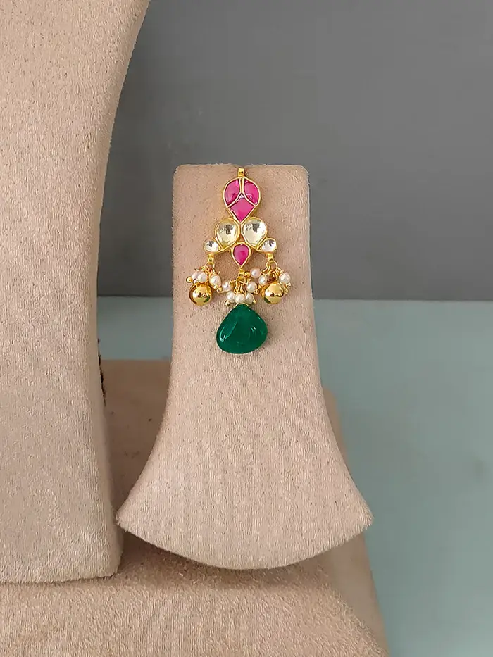 Pink Color Gold Plated Jadau Kundan Necklace Set : MS1329P