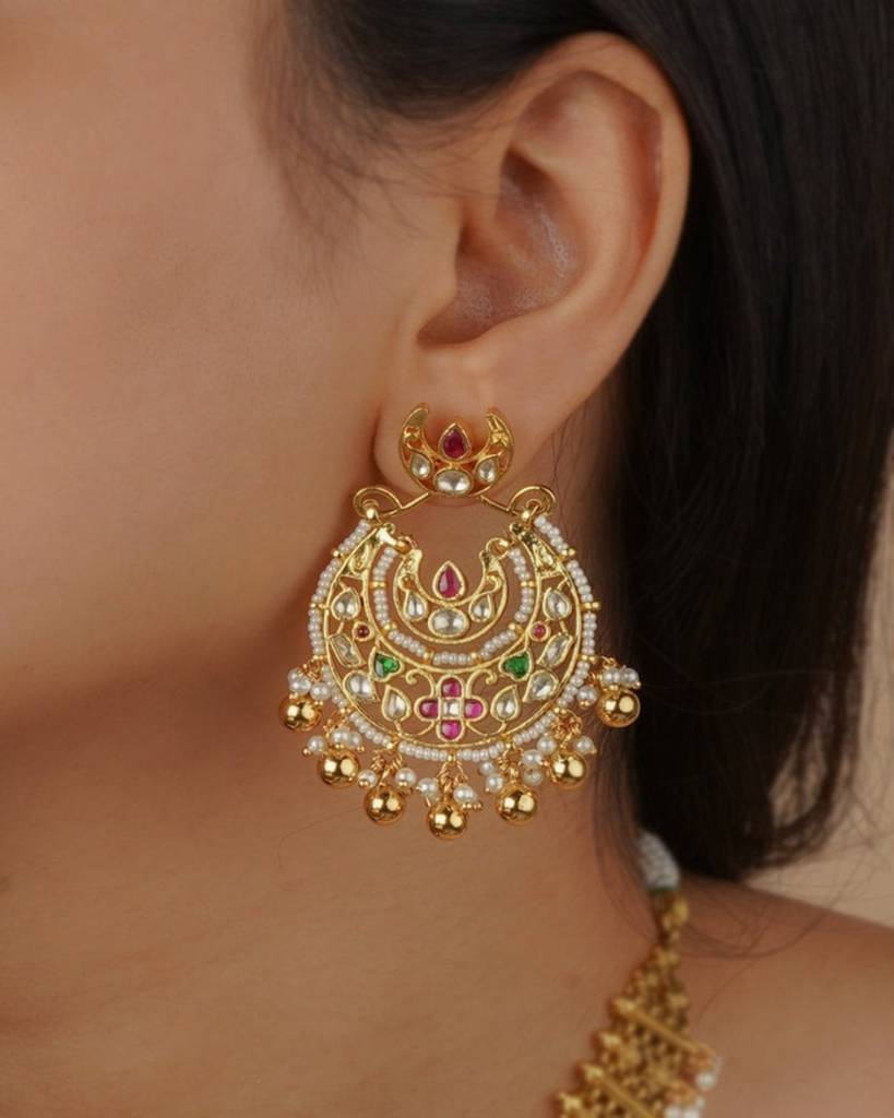 Multicolor Gold Plated Jadau Kundan Necklace Set. : MS1672M