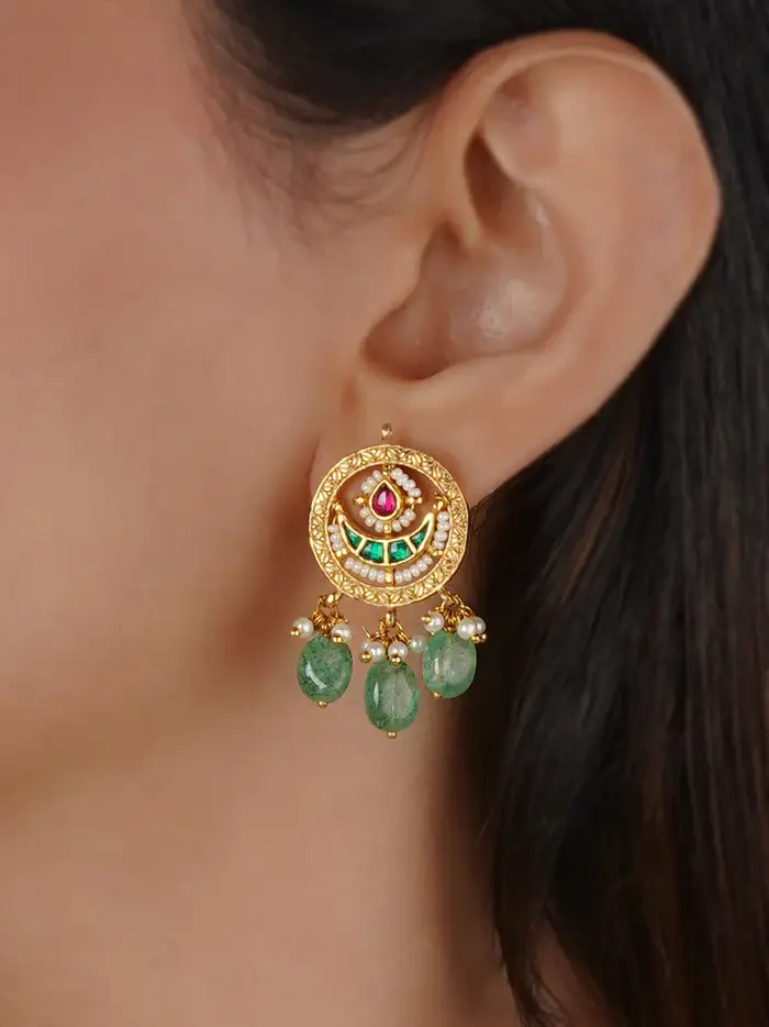 Multicolor Gold-Plated Jadau Kundan Necklace Set : MS1976M