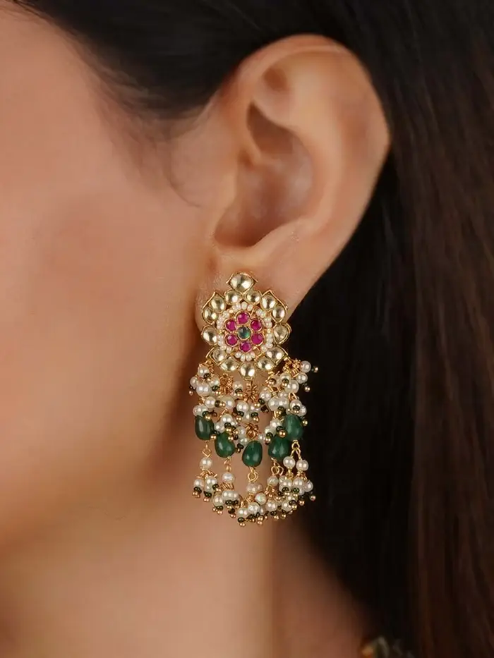 Gold Plated Jadau Kundan Necklace Set : MS2045M