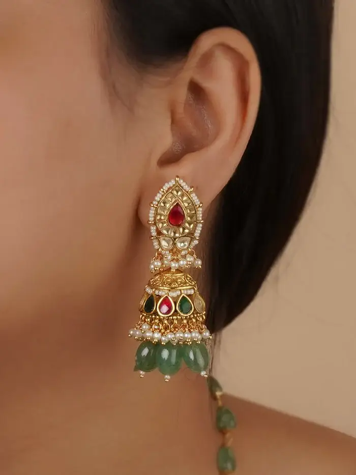 Multicolor Gold Plated Jadau Kundan Necklace Set - Ms2167M : MS2167M