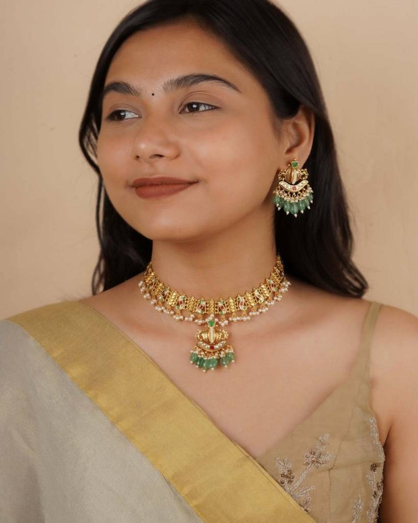Multicolor Gold Plated Jadau Kundaan Necklace Set : MS2180M