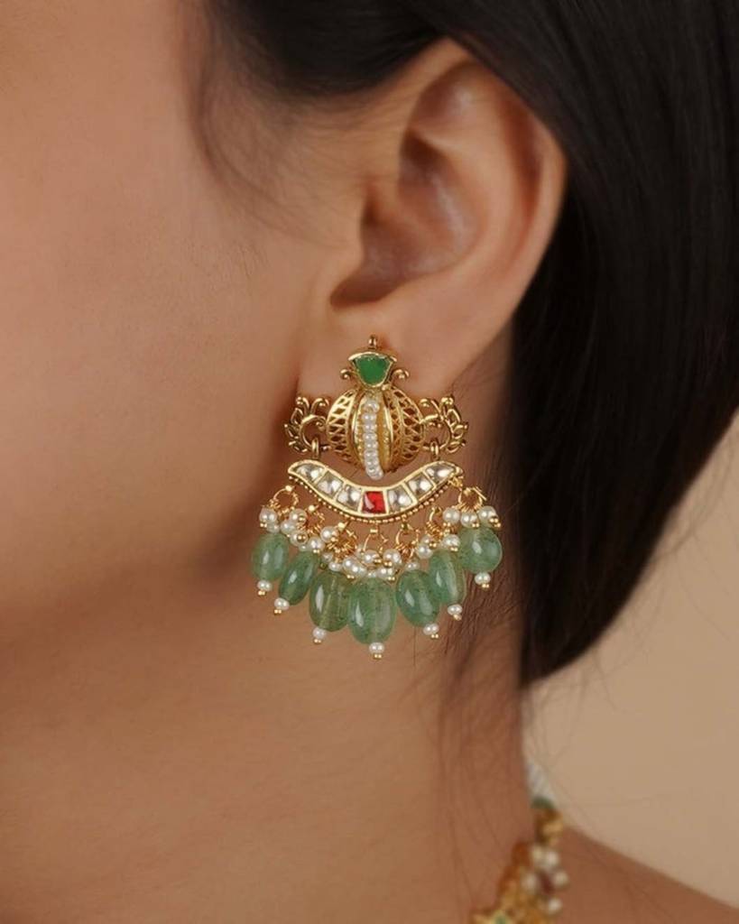 Multicolor Gold Plated Jadau Kundaan Necklace Set : MS2180M