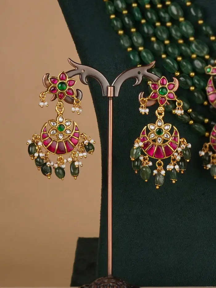 Multicolor Gold Plated Jadau Kundan Necklace Set - Ms2254M : MS2254M