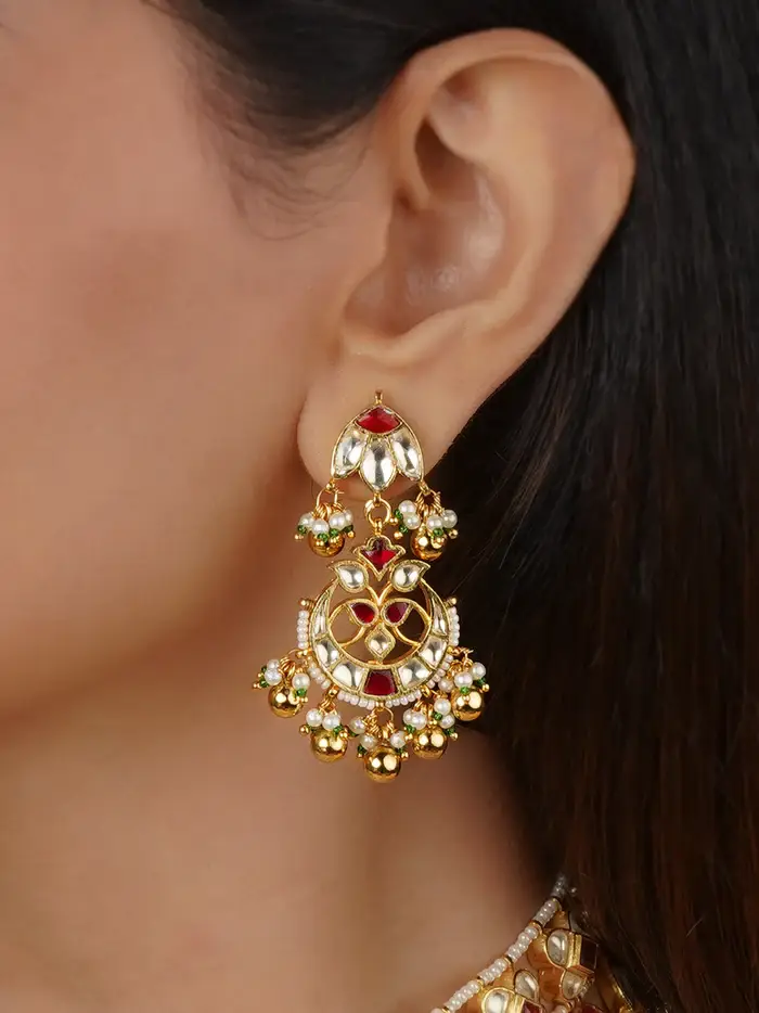 Red Color Gold Plated Jadau Kundan Necklace Set - Ms2332Yr : MS2332YR