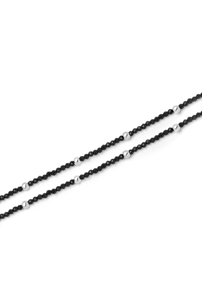 Silberry 925 Sterling Silver Minimal Black Beads Pair Of Anklets : MSA11