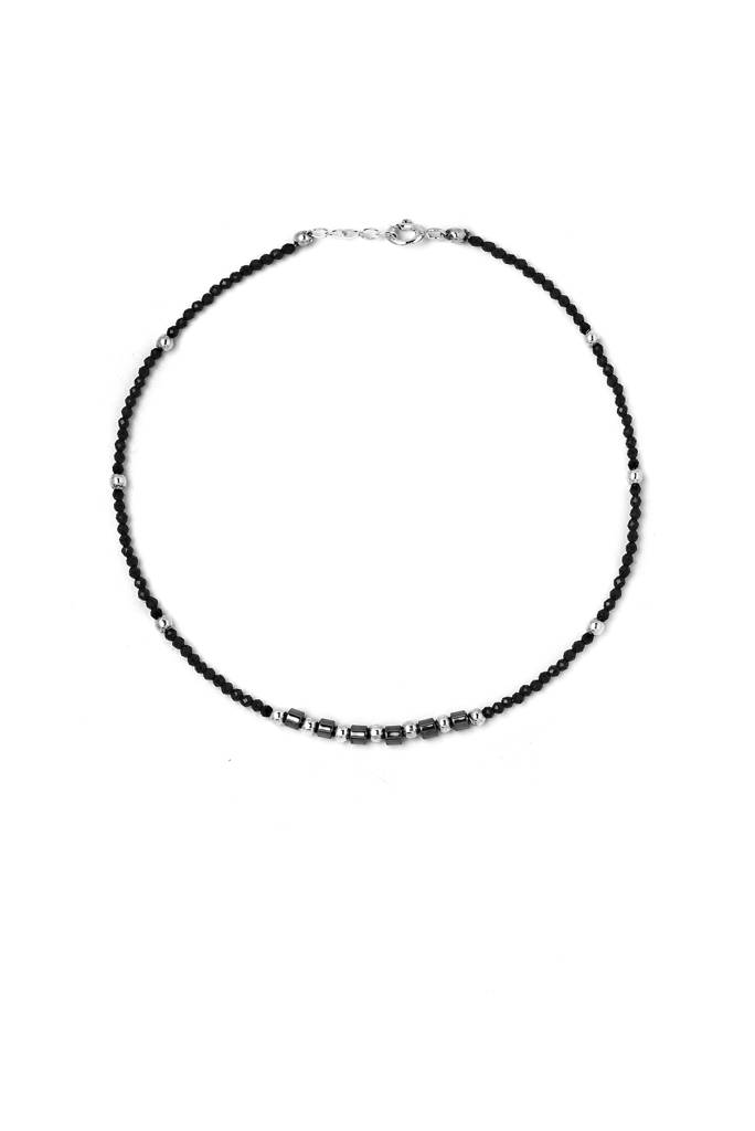 Silberry 925 Sterling Silver Gentle Black Beads Anklet : MSA13
