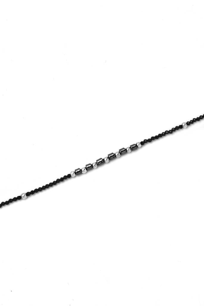 Silberry 925 Sterling Silver Gentle Black Beads Anklet : MSA13