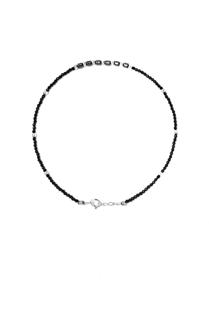 Silberry 925 Sterling Silver Gentle Black Beads Anklet : MSA13