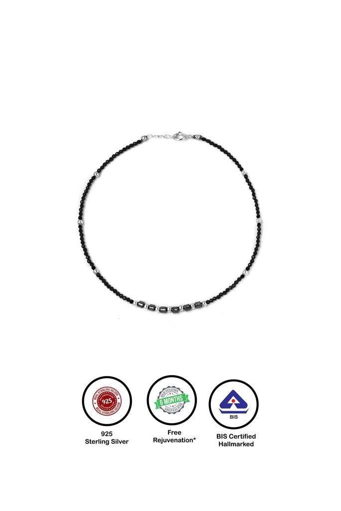 Silberry 925 Sterling Silver Gentle Black Beads Anklet : MSA13