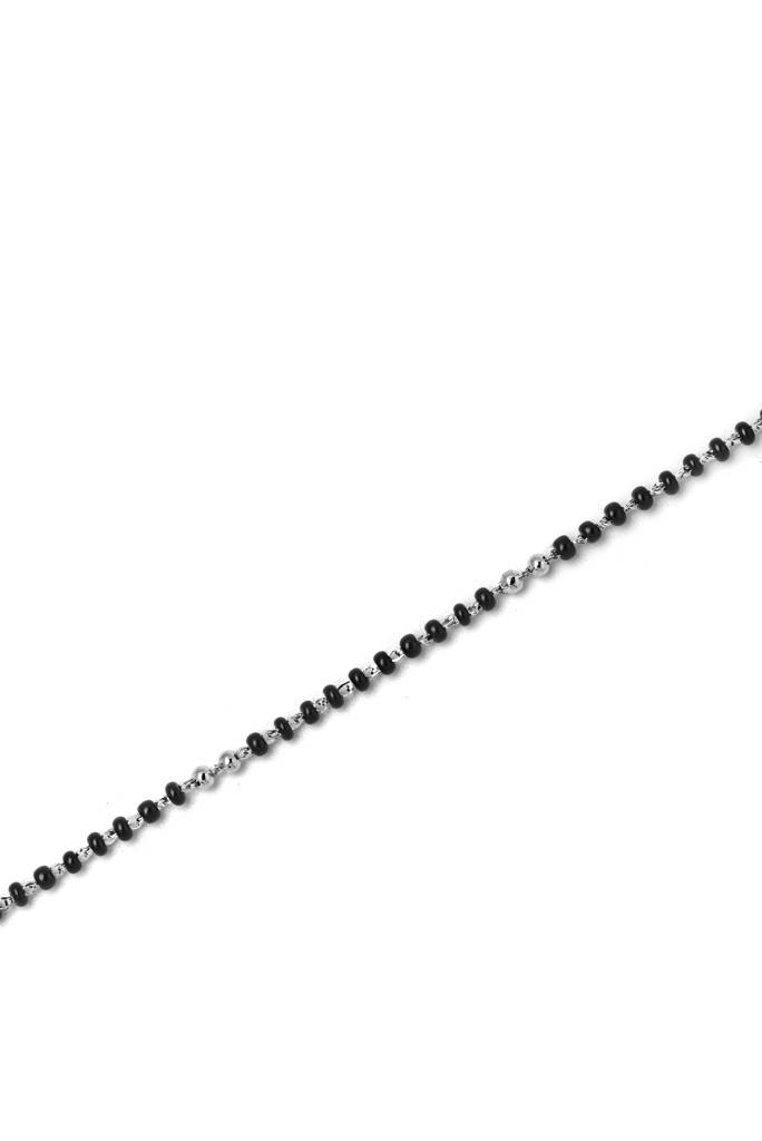 Silberry 925 Sterling Silver Dainty Black Beads Anklet : MSA28