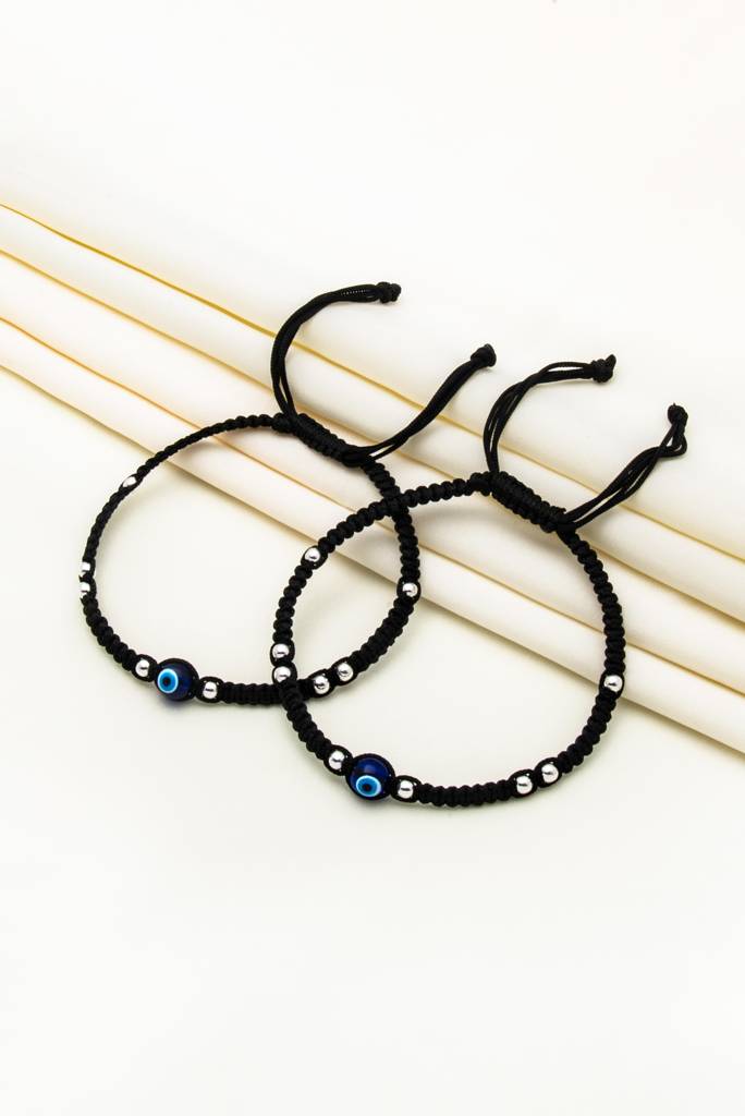 Silberry 925 Sterling Silver Evil Eye Thread Pair Of Anklets : MSA34