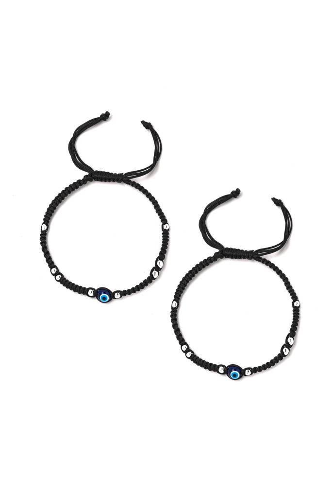 Silberry 925 Sterling Silver Evil Eye Thread Pair Of Anklets : MSA34