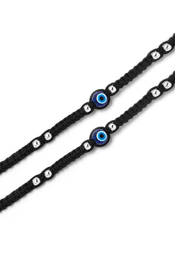Silberry 925 Sterling Silver Evil Eye Thread Pair Of Anklets : MSA34